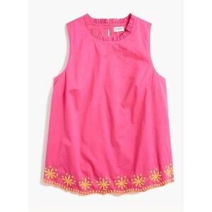 J Crew Hot Pink and Orange Sleeveless Embroidered Top S NWOT